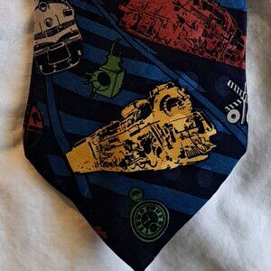 RM Style STEAM TRAINS 1994 Ralph Martin Made In U.S.A. 100% Silk Train Dress Tie